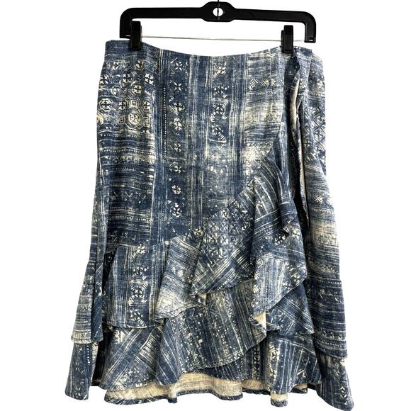 Lauren Jeans Co. Dresses & Skirts - LRL Ralph Lauren Jeans Company Skirt linen cotton blend ruffle front casual sz 8
